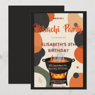 Japansk Hibachi Middagsparty Födelsedagsinbjudan Inbjudningar