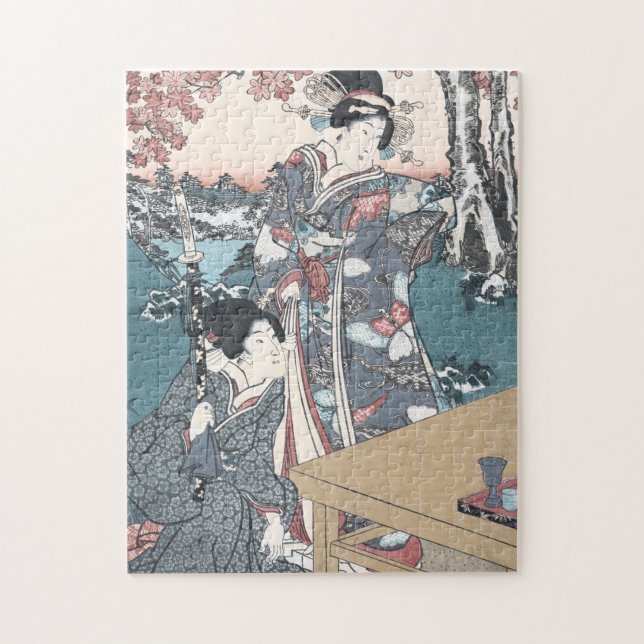Japansk höst Ukiyo-e Momijigari ingen himegimi Pussel (Vertikal)