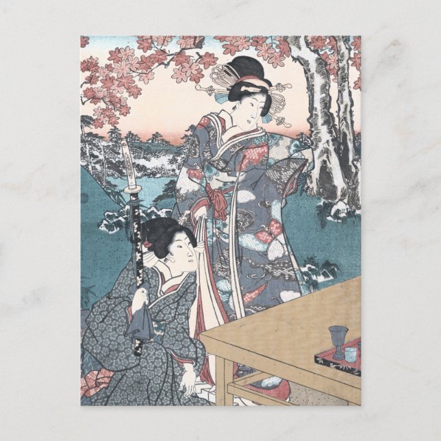 Japansk höst Ukiyo-e Momijigari ingen himegimi Vykort (Framsida)