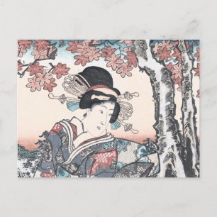Japansk höst Ukiyo-e Momijigari no himegimi Vykort