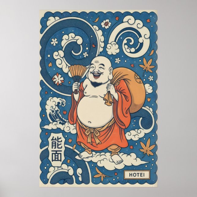 Japansk Hotei Väggkonst - Glad Deitet med (Framsidan)