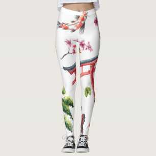 Japansk Inslag, vattenfärg Sömlös Struktur Leggings