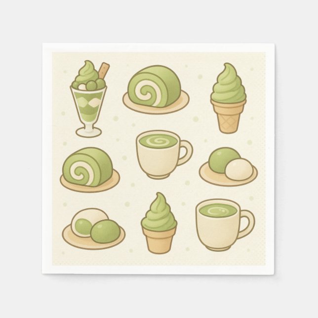 Japansk inspiration konst för matcha efterrätter. pappersservett (Framsidan)