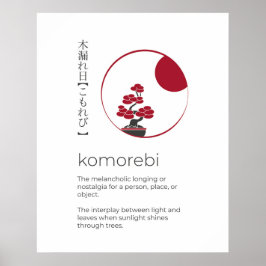 Japansk inspirationell Ord, Komorebi Wall Art Poster
