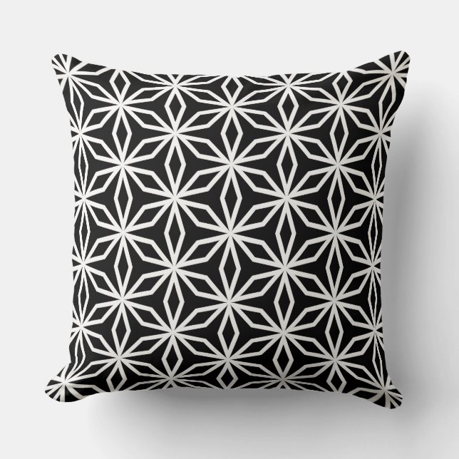 Japansk inspirerad geometrisk svart och vit  kudde (Framsida)