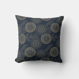 Japansk inspirerad mönster indigo och tan design7 kudde