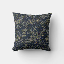 Japansk inspirerad mönster indigo och tan design 8 kudde
