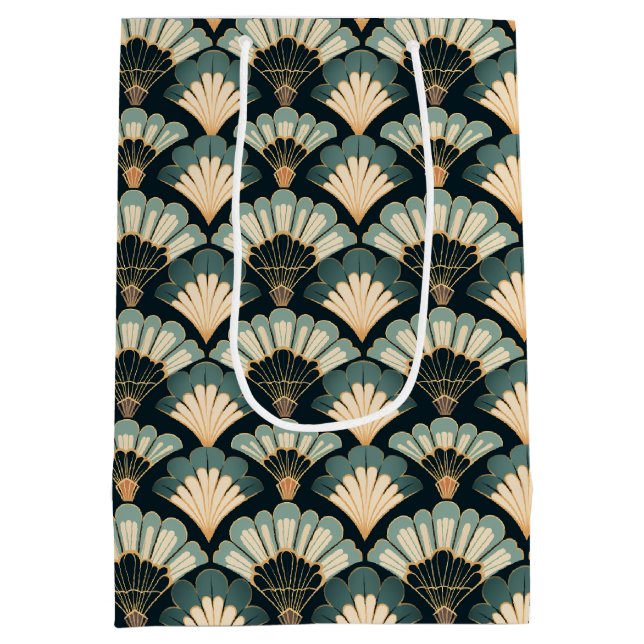 Japansk inspirerad Teal & Beige Fläkt (Baksidan)