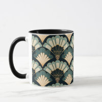 Japansk inspirerad Teal & Beige Fläkt