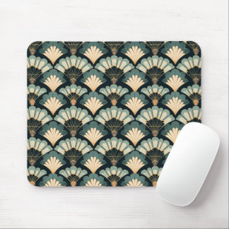 Japansk inspirerad Teal & Beige Fläkt Musmatta