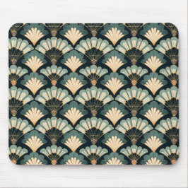 Japansk inspirerad Teal & Beige Fläkt Musmatta