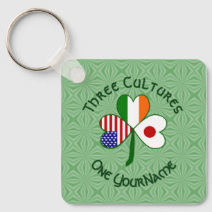 Japansk irländsk amerikansk Flaggor Shamrock Ditt Nyckelring