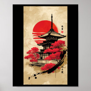 Japansk japansk Tokyo Shrine Temple Poster