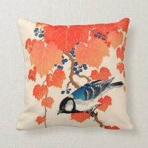 Japansk Jay för vintage fågel och höstvinranka