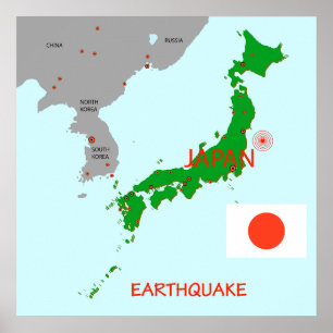 Japansk jordbävning Seismic Karta Poster