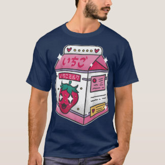 Japansk jordgubbe Mjölk Drink Kawaii Manga Anime T Shirt