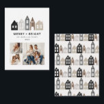 Japansk jul Nordiska hus 3 foto chic Anteckningskort<br><div class="desc">Modern japansk julklapp i Norden snyggt enkel 3-fotokortsdesign för helgdag</div>