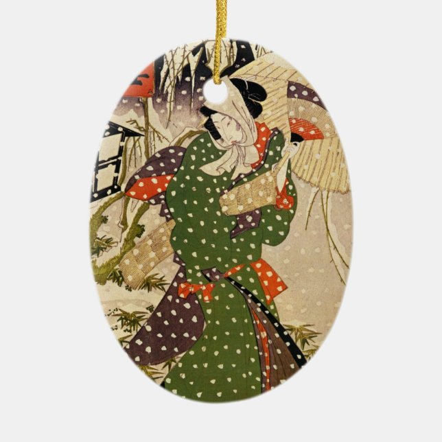 Japansk julprydnad för vintage julgransprydnad keramik (Framsidan)