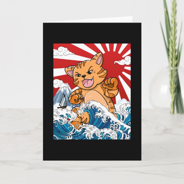 Japansk Kaiju Cat Anime Manga kawaii otaku Kort (Framsida)