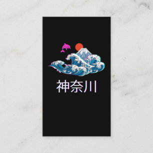 Japansk kalligrafi Vaporwave Underbar Wave Kanagaw Visitkort