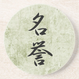 Japansk Kanji för heder - Meiyo Underlägg Sandsten