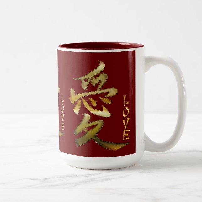 Japansk KANJI-symbol för asiatiska Kärlek-serien Två-Tonad Mugg (Höger)