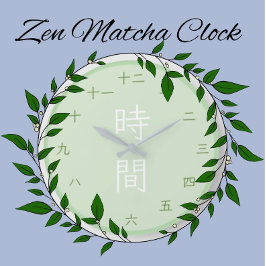 Japansk Kanji Zen Matcha Rund Väggklocka