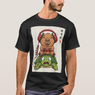 Japansk Kapybara Spelare Rolig Sköldpadda T Shirt