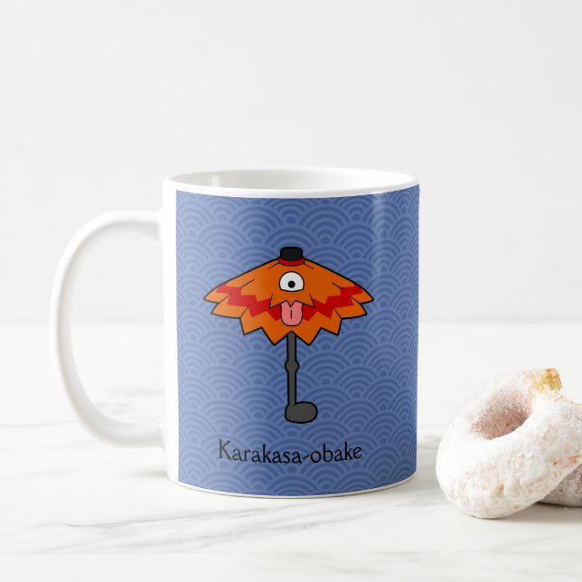 Japansk Karakasa Paraply Ghost: Tecknad Yokai Kaffemugg (Med munk)