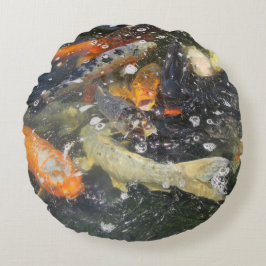 Japansk karp Koi Fish Swimming Rund Kudde