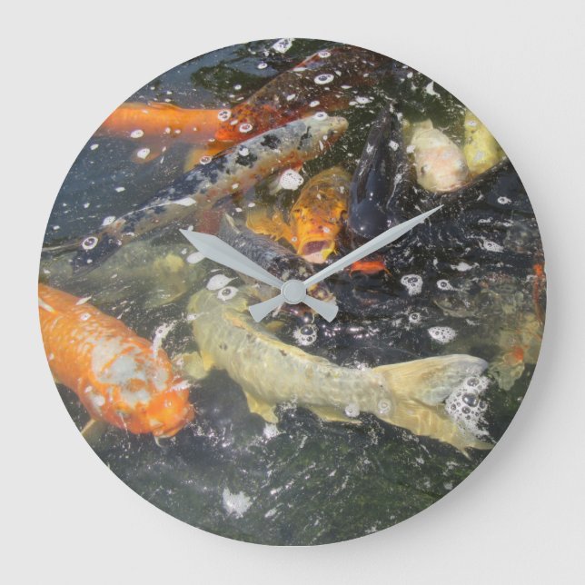 Japansk karp Koi Fish Swimming Stor Klocka (Framsida)