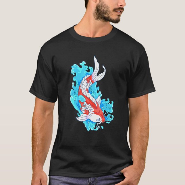 Japansk Karp Koi Fisk T Shirt (Framsida)