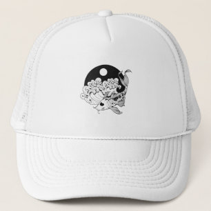 Japansk karp koi med Yin & Yang Background Keps