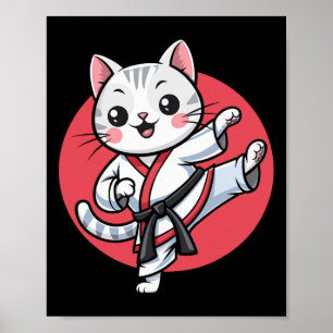 Japansk Kat Karate Kawaii Jiu Jitsu Women Girls K Poster