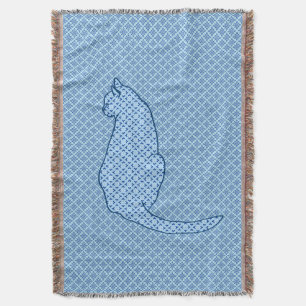 Japansk katt - blå Kimono-utskrift Filt