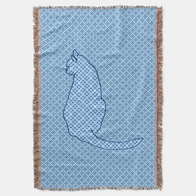 Japansk katt - blå Kimono-utskrift Filt (Framsidan Vertikal)