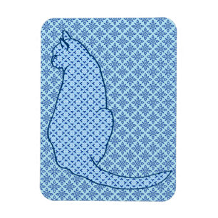Japansk katt - blå Kimono-utskrift Magnet