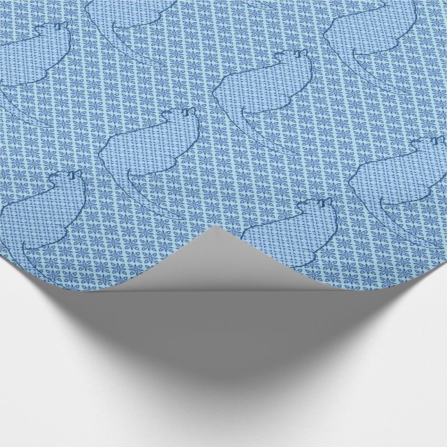 Japansk katt - blå Kimono-utskrift Presentpapper (Hörn)