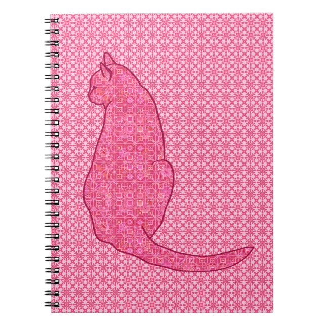Japansk katt - Fuchsia Rosa Batik Anteckningsbok (Framsidan)