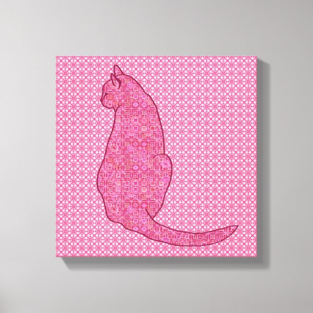 Japansk katt - Fuchsia Rosa Batik Canvastryck (Framsida)