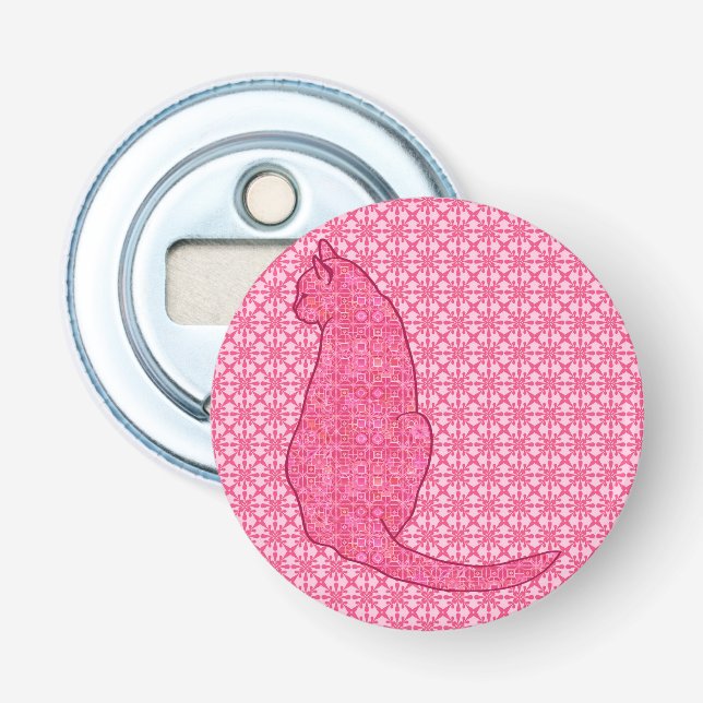 Japansk katt - Fuchsia Rosa Batik Flasköppnare (Framsidan)