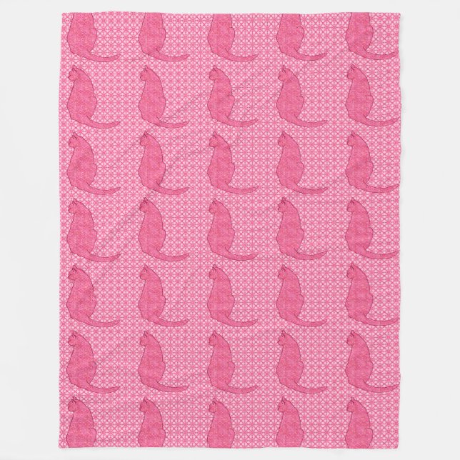 Japansk katt - Fuchsia Rosa Batik Fleecefilt (Framsidan)