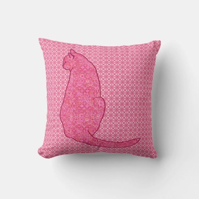 Japansk katt - Fuchsia Rosa Batik Kudde (Framsida)