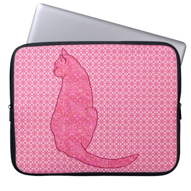 Japansk katt - Fuchsia Rosa Batik Laptop Fodral (Framsidan)