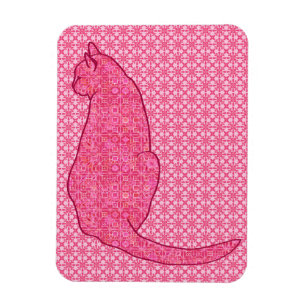 Japansk katt - Fuchsia Rosa Batik Magnet