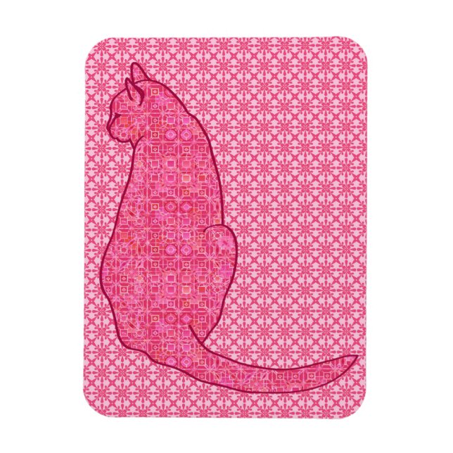 Japansk katt - Fuchsia Rosa Batik Magnet (Vertikal)