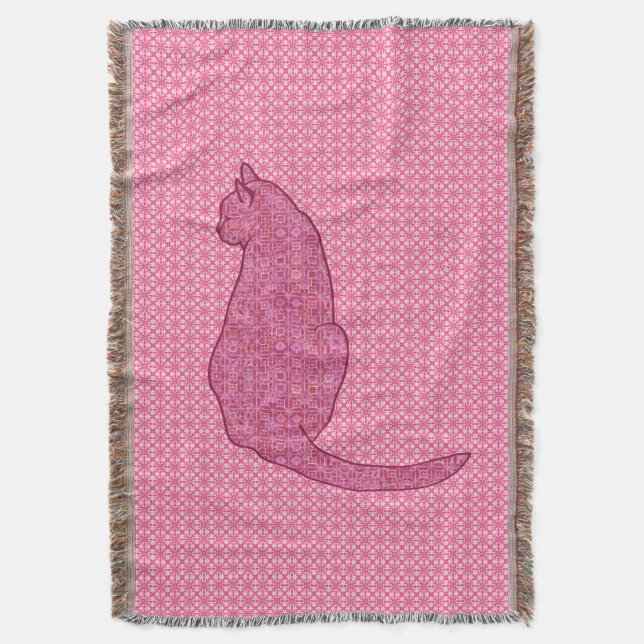 Japansk katt - Fuchsia Rosa Batik Mysfilt (Framsidan Vertikal)