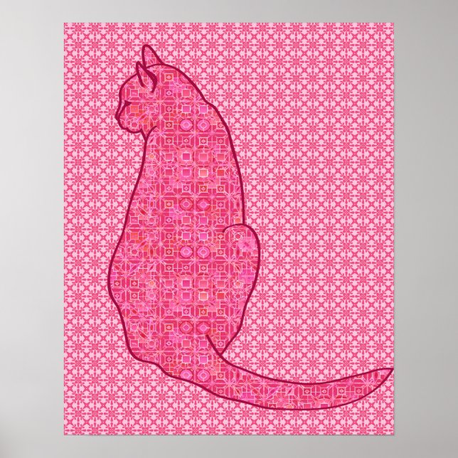 Japansk katt - Fuchsia Rosa Batik Poster (Framsidan)