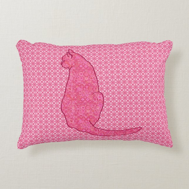 Japansk katt - Fuchsia Rosa Batik Prydnadskudde (Framsidan)