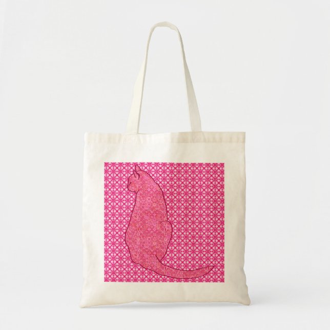 Japansk katt - Fuchsia Rosa Batik Tygkasse (Framsidan)